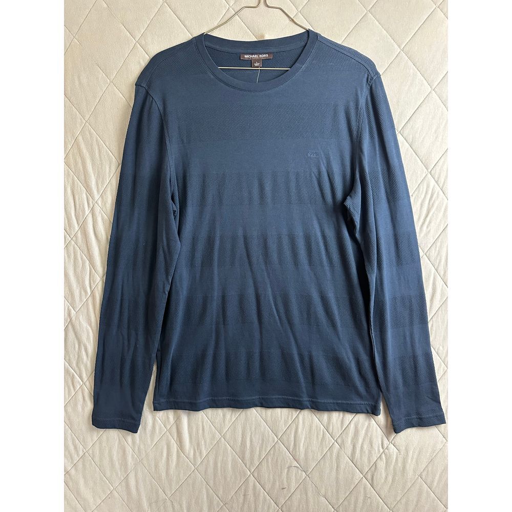 Michael Kors Tee Shirt Men's‎ Large Long Sleeve Midnight Blue NWT